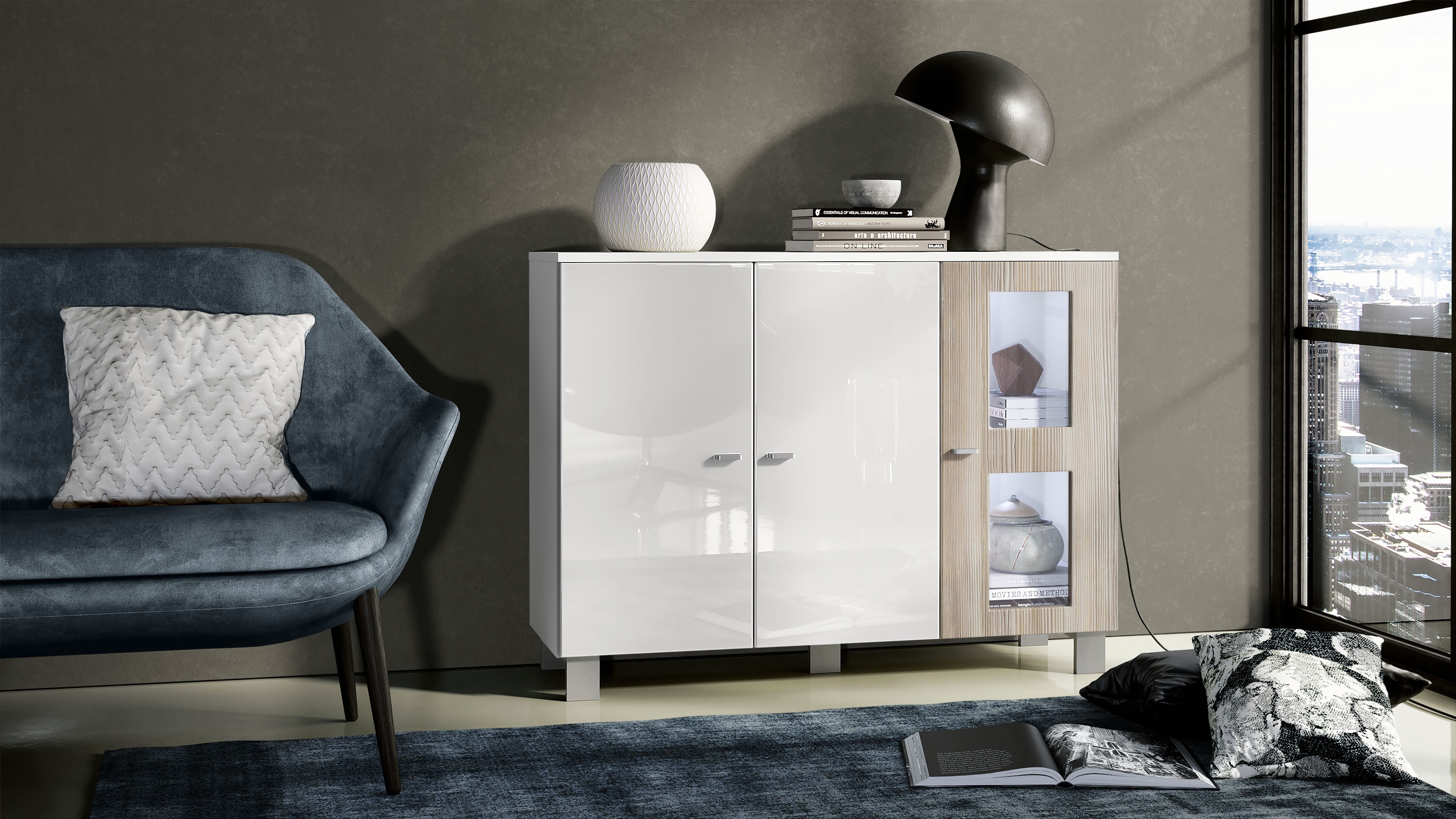 Sideboard Anrichte Schrank Kommode Denjo in Weiß | eBay