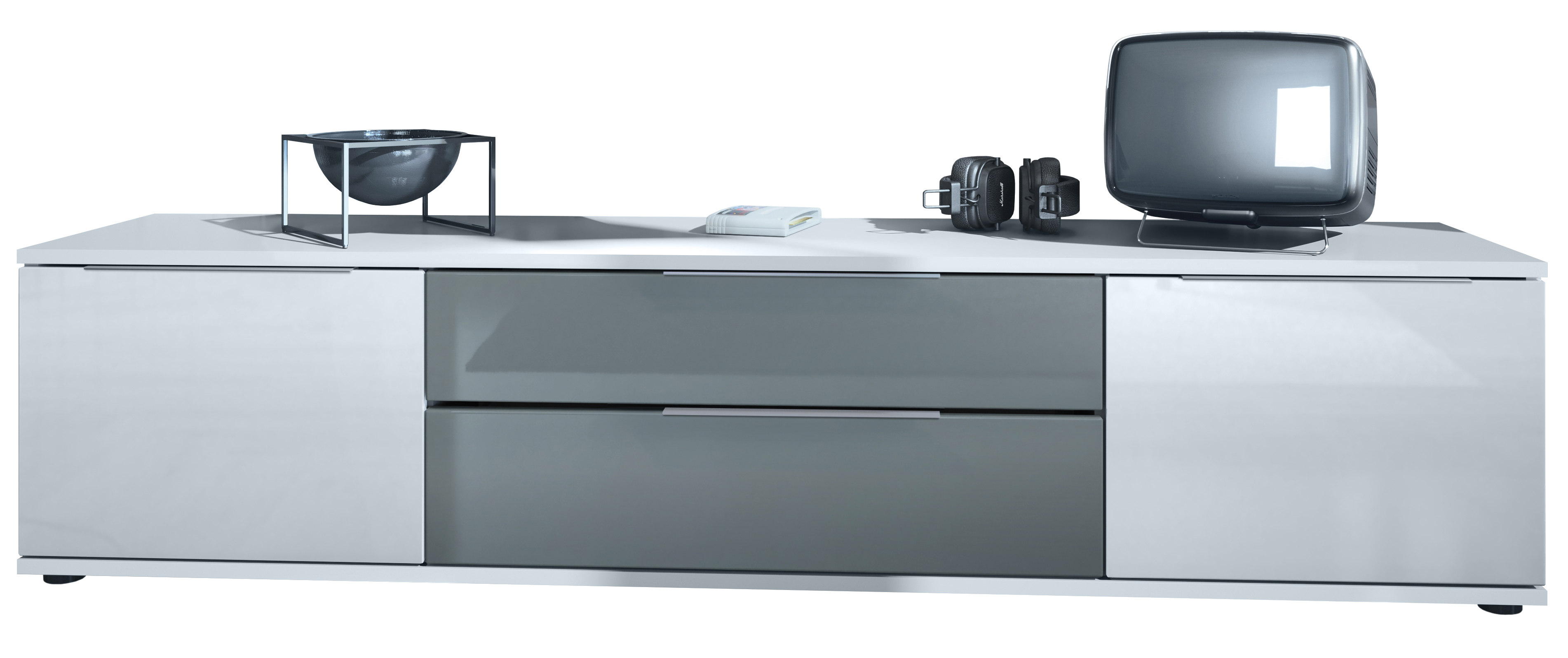 TV Lowboard Board Schrank Fernsehtisch Linio V2 in Weiß matt - Hochglanz - Bild 17 von 24