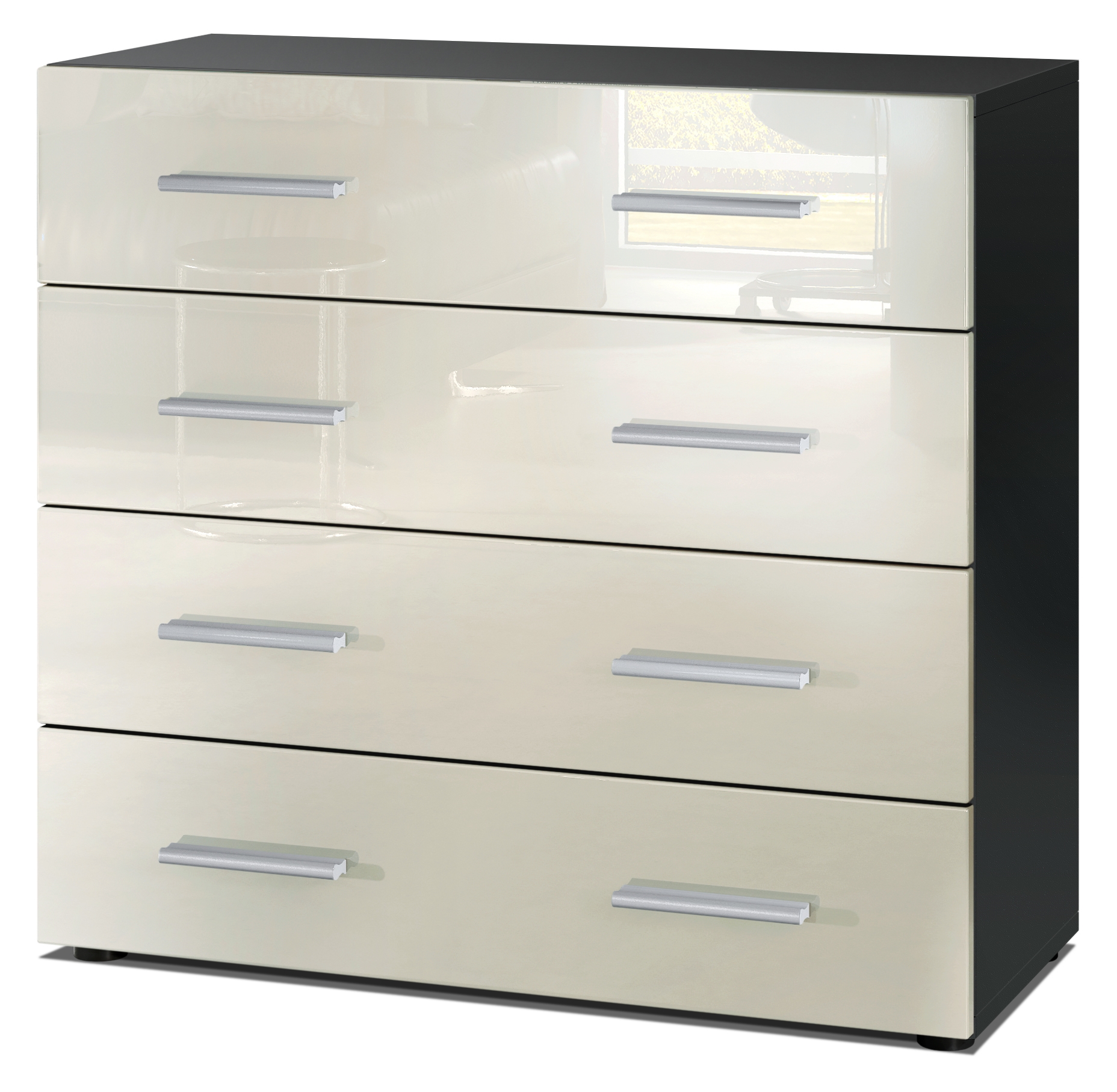 Kommode Schrank Anrichte Sideboard Pavos in Schwarz - Hochglanz & Naturtöne - Bild 13 von 30