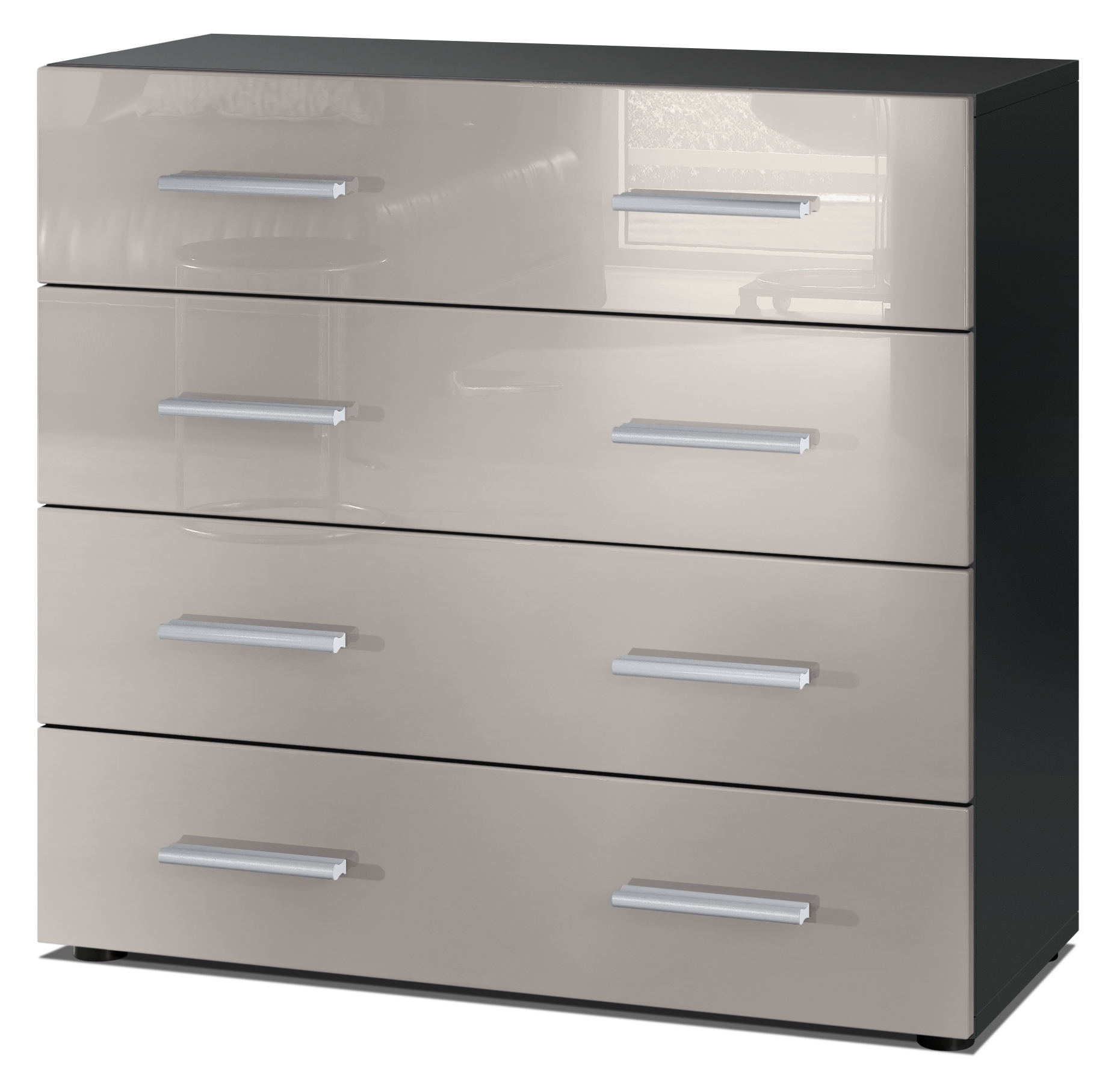 Kommode Schrank Anrichte Sideboard Pavos in Schwarz - Hochglanz & Naturtöne - Bild 25 von 30