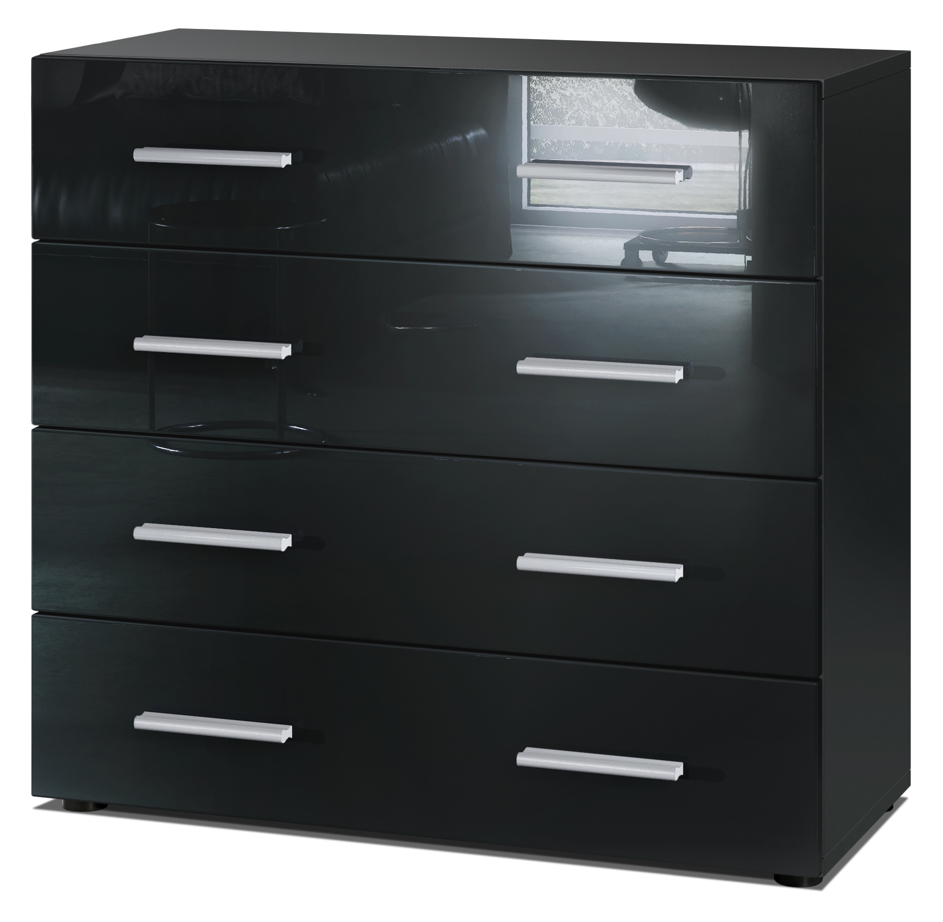 Kommode Schrank Anrichte Sideboard Pavos in Schwarz - Hochglanz & Naturtöne - Bild 27 von 30