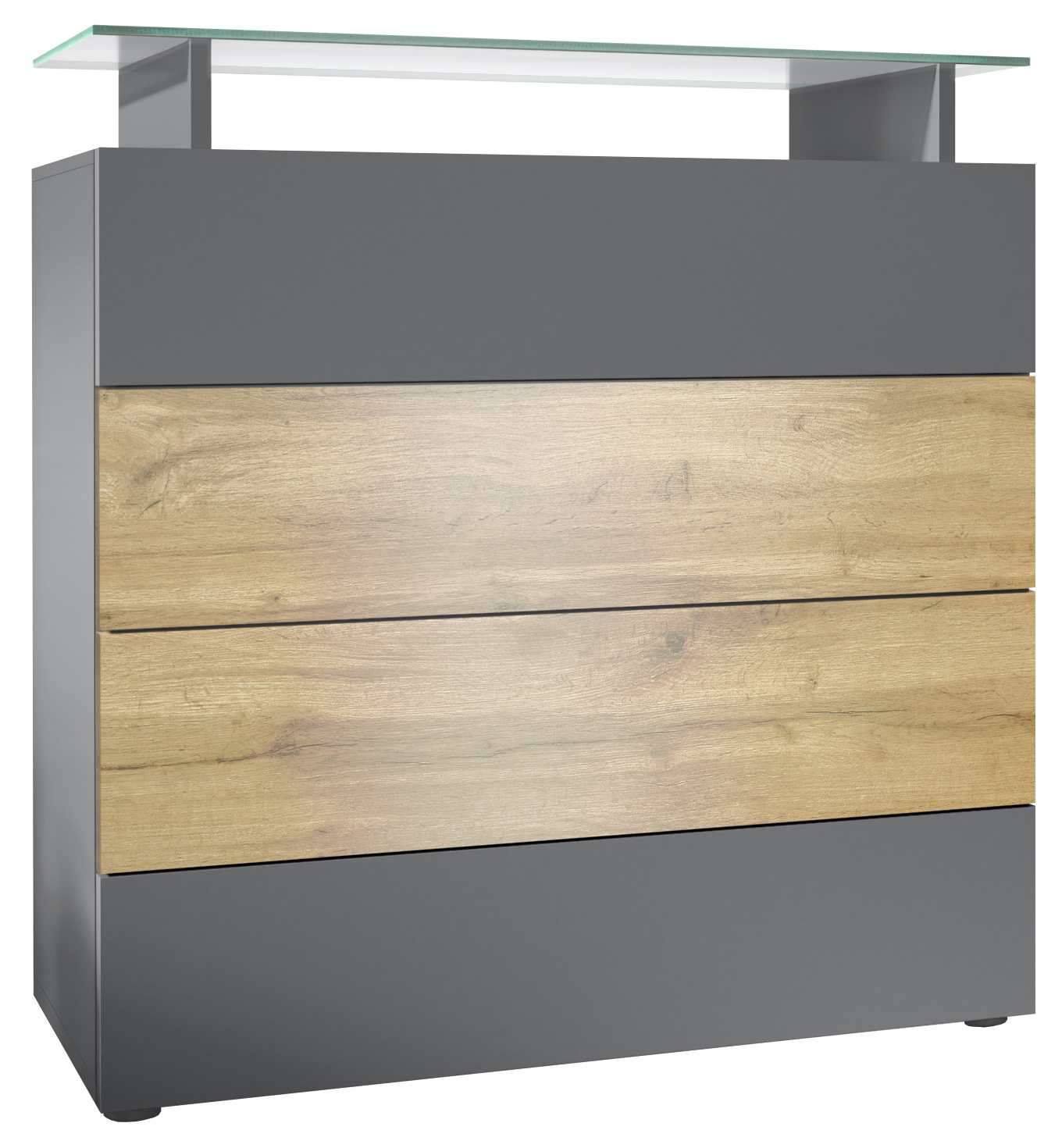 Kommode Schrank Anrichte Sideboard Pavos V2 in Anthrazit - Hochglanz & Naturtöne - Bild 8 von 19