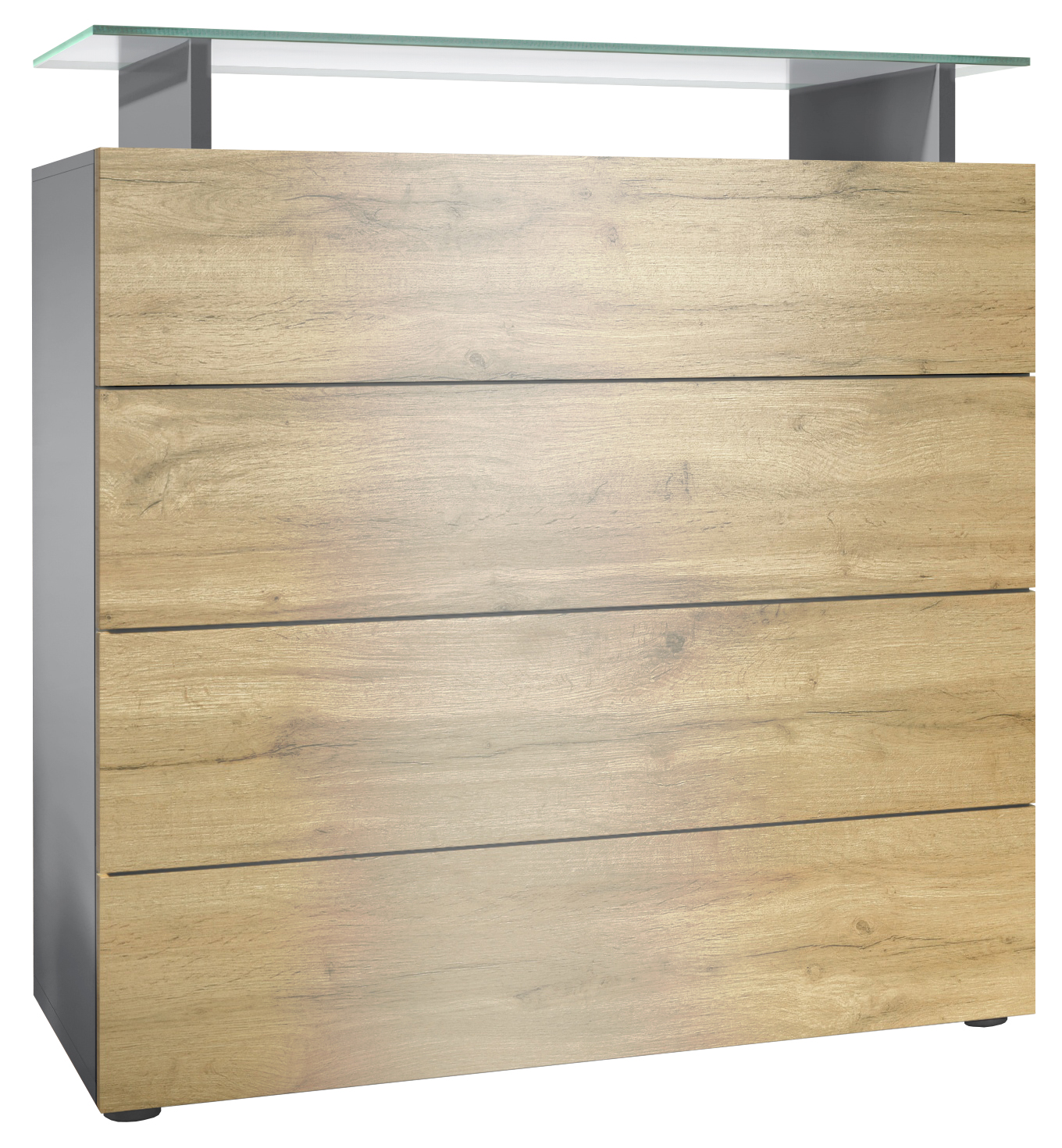 Kommode Schrank Anrichte Sideboard Pavos V2 in Anthrazit - Hochglanz & Naturtöne - Bild 14 von 19