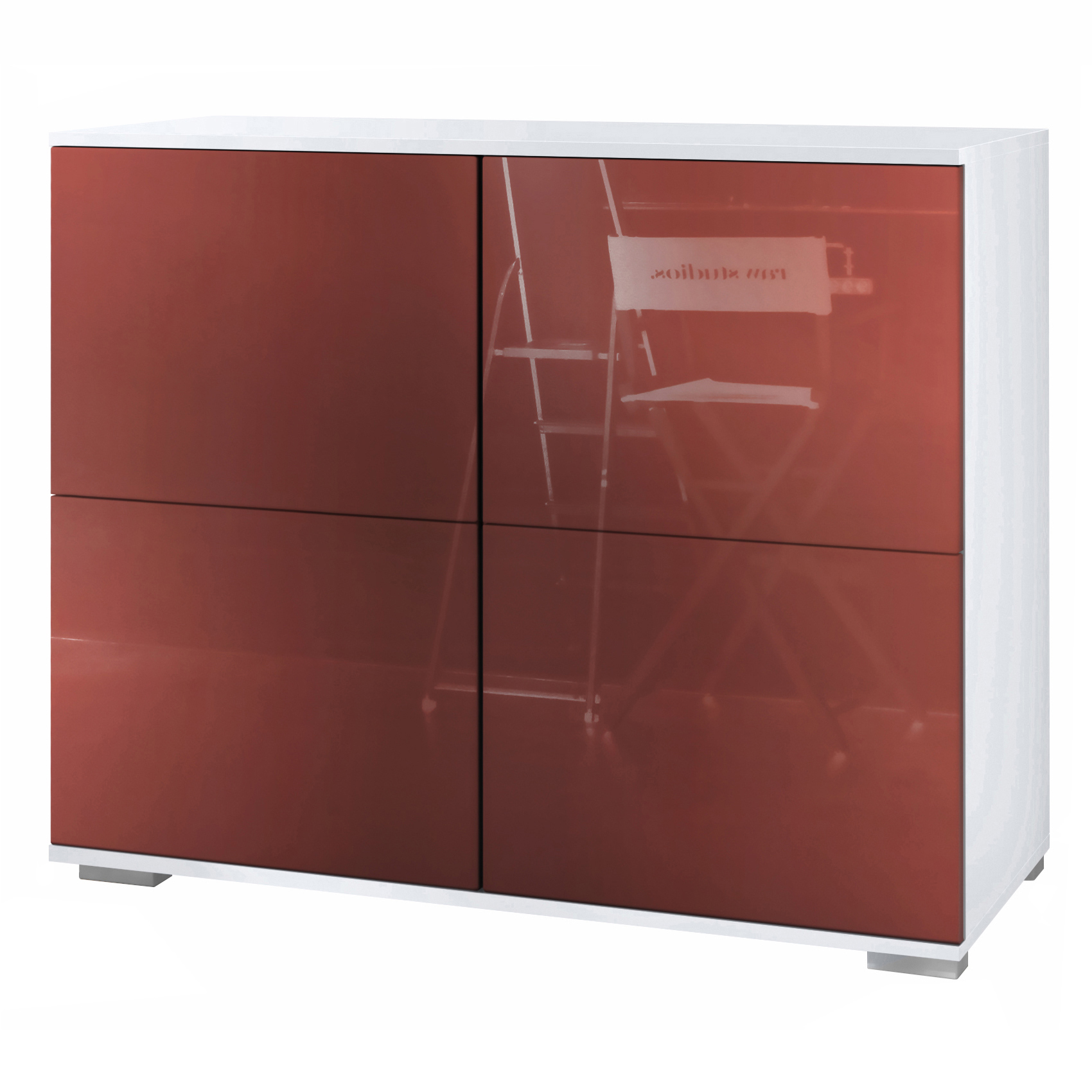 Sideboard Kommode Vitrine Küchenschrank Rova V3 Weiß - Hochglanz & Naturtöne - Bild 8 von 31