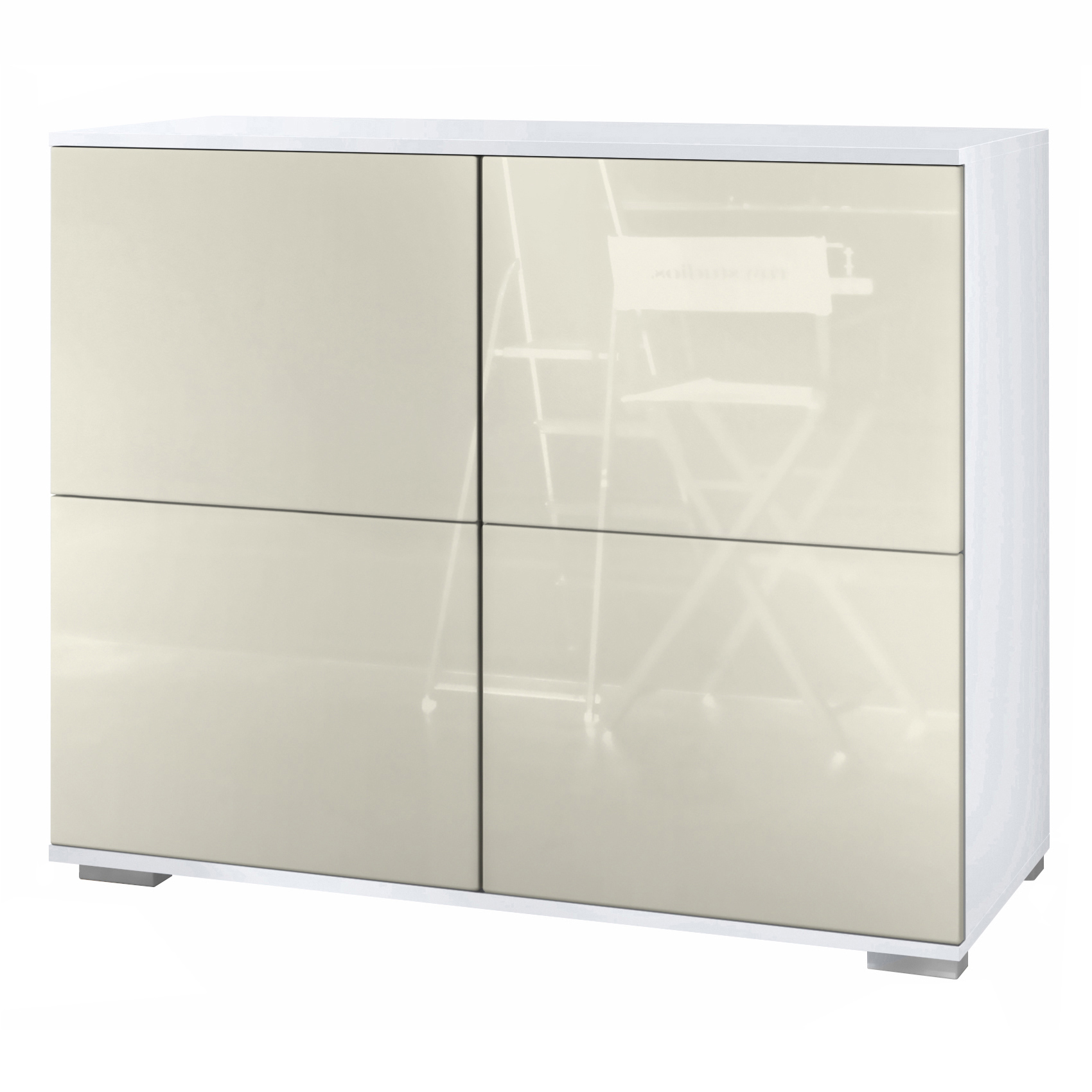 Sideboard Kommode Vitrine Küchenschrank Rova V3 Weiß - Hochglanz & Naturtöne - Bild 12 von 31