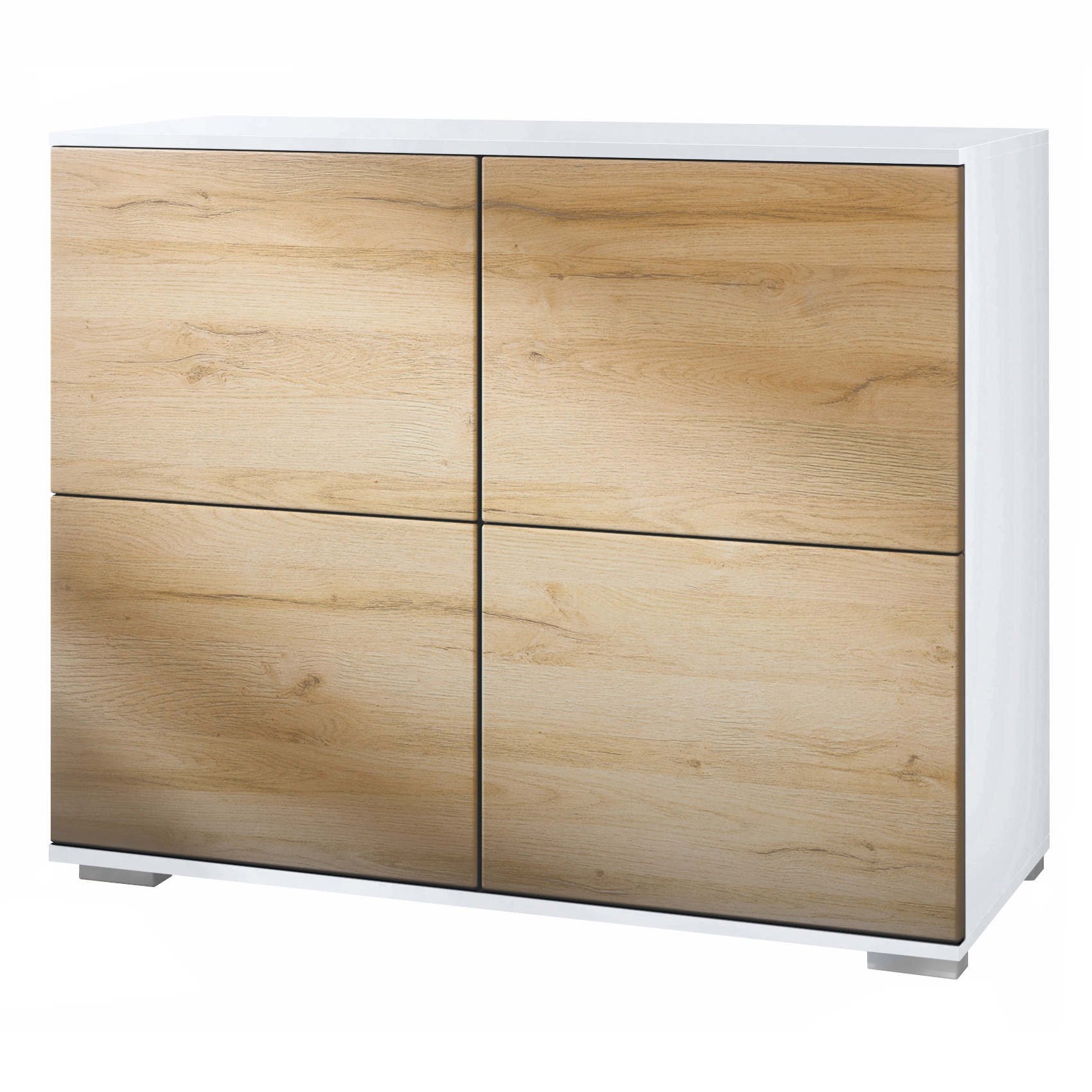 Sideboard Kommode Vitrine Küchenschrank Rova V3 Weiß - Hochglanz & Naturtöne - Bild 14 von 31