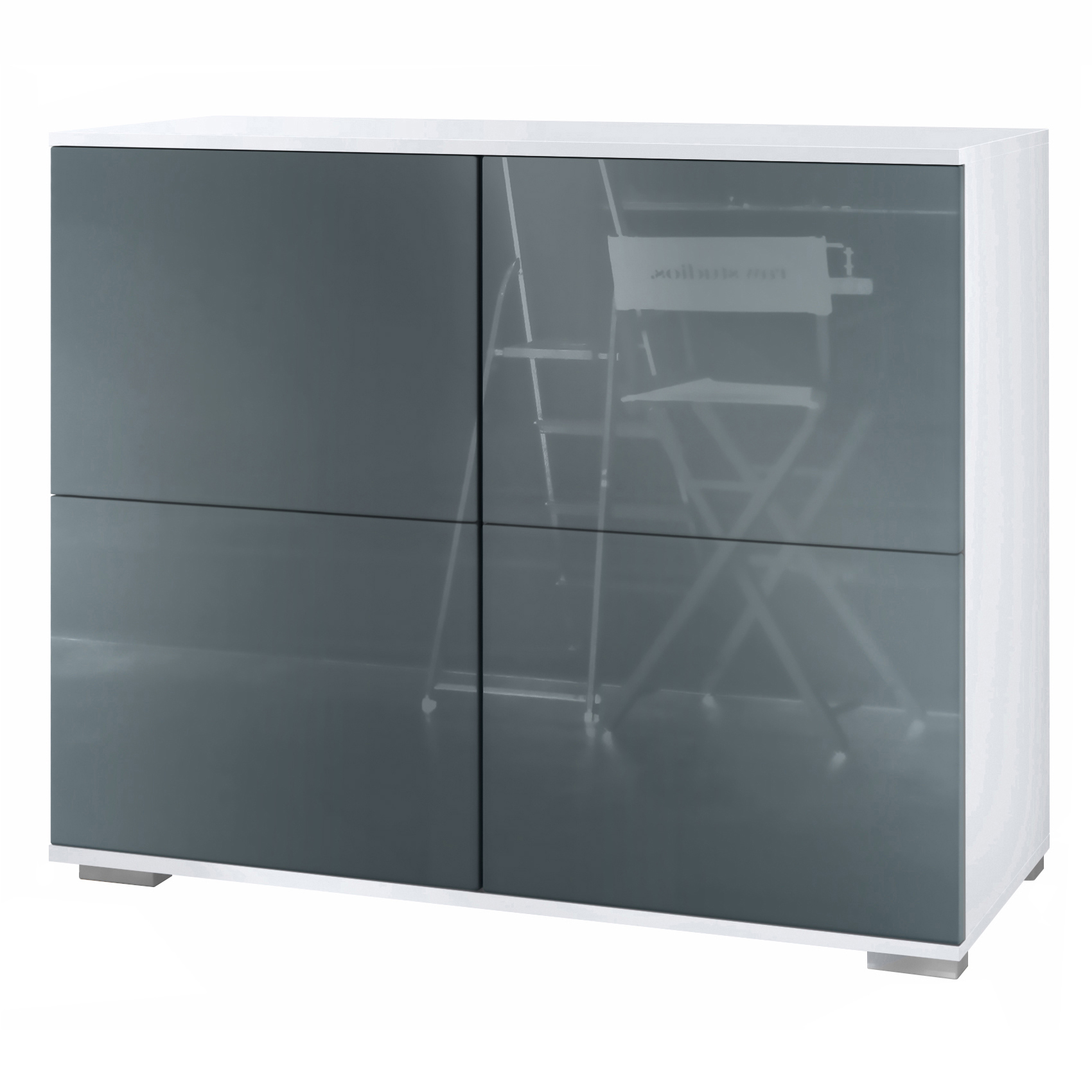 Sideboard Kommode Vitrine Küchenschrank Rova V3 Weiß - Hochglanz & Naturtöne - Bild 24 von 31