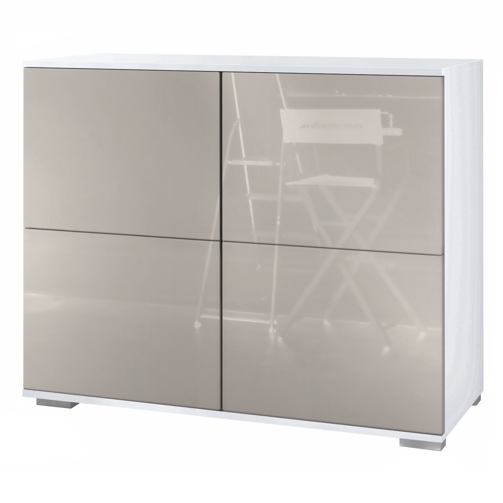 Sideboard Kommode Vitrine Küchenschrank Rova V3 Weiß - Hochglanz & Naturtöne - Bild 26 von 31