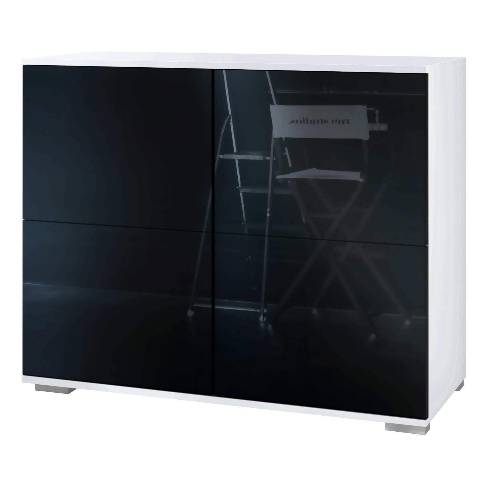 Sideboard Kommode Vitrine Küchenschrank Rova V3 Weiß - Hochglanz & Naturtöne - Bild 28 von 31