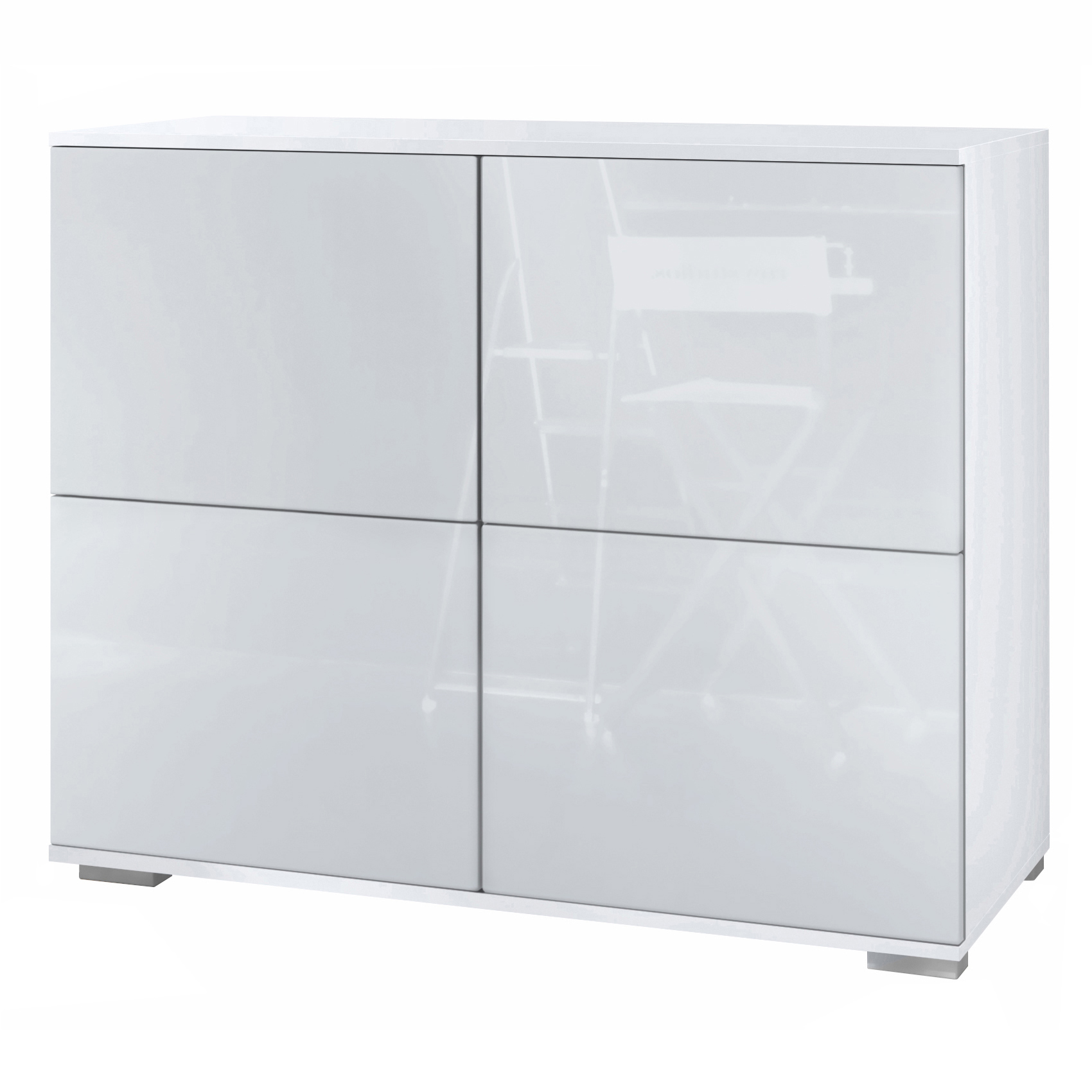 Sideboard Kommode Vitrine Küchenschrank Rova V3 Weiß - Hochglanz & Naturtöne - Bild 30 von 31