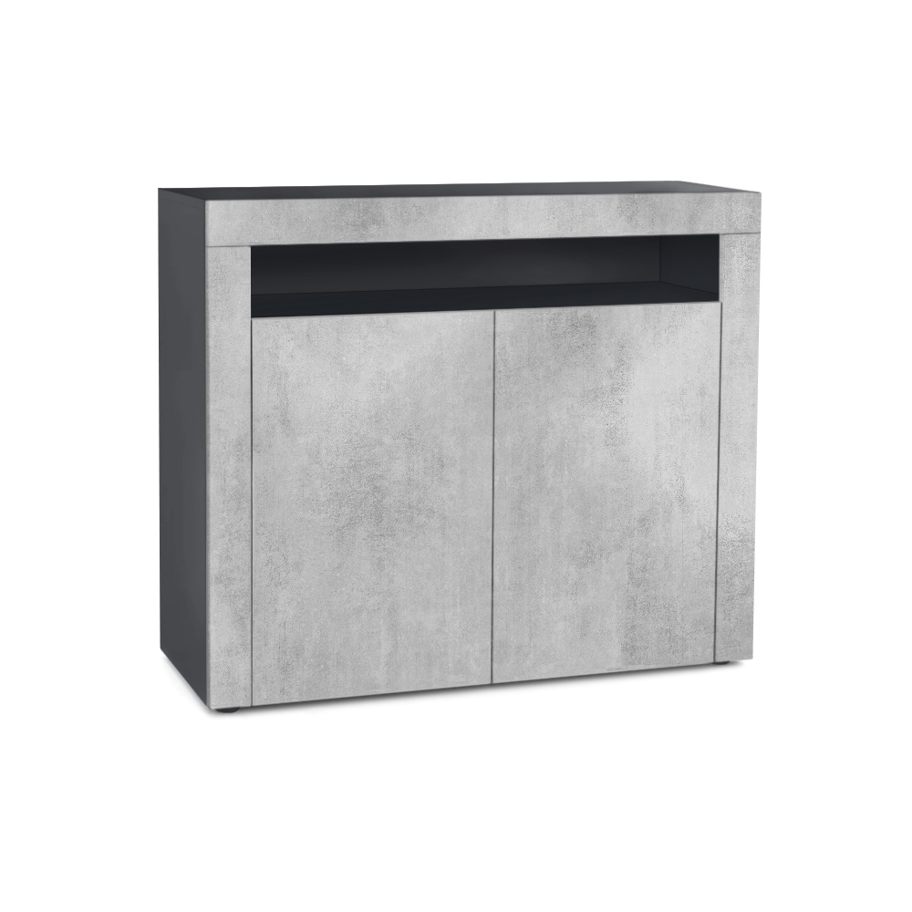 Kommode Sideboard Anrichte Schrank Valencia in Schwarz - Hochglanz und Naturtöne - Bild 10 von 47