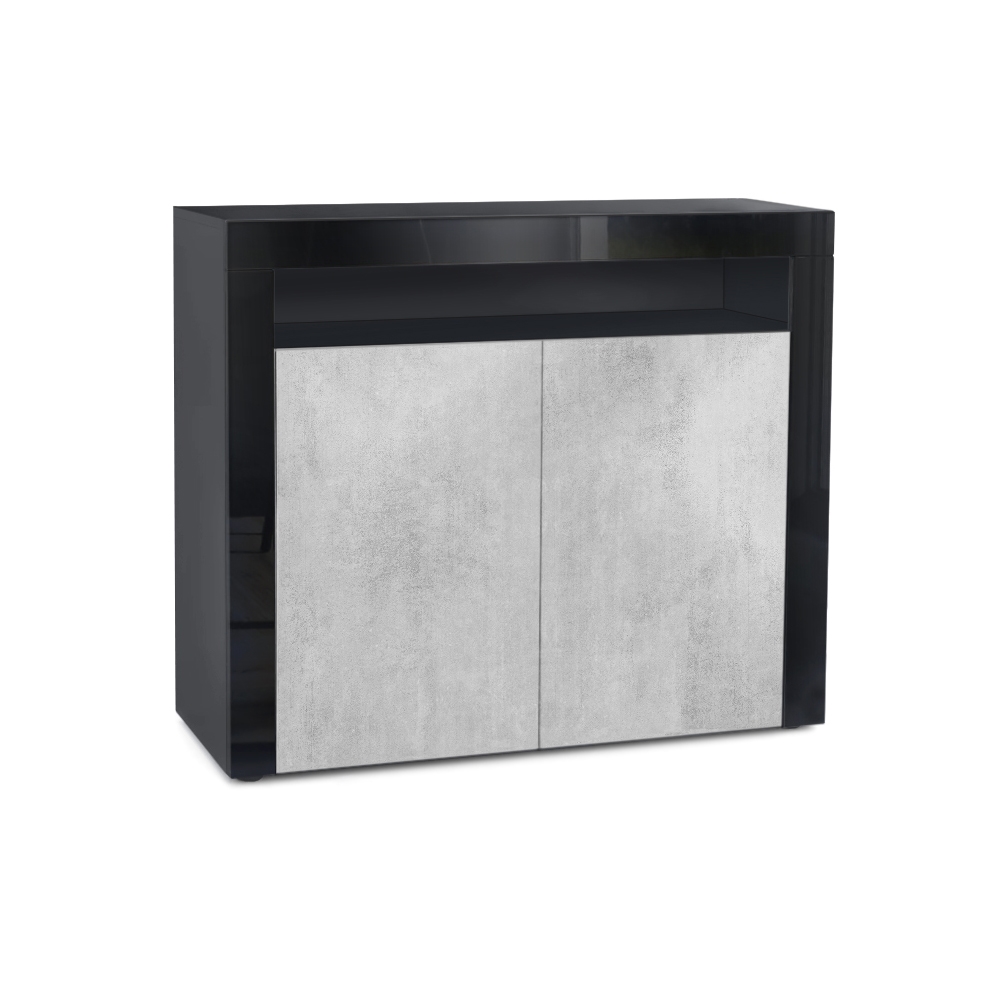 Kommode Sideboard Anrichte Schrank Valencia in Schwarz - Hochglanz und Naturtöne - Bild 12 von 47
