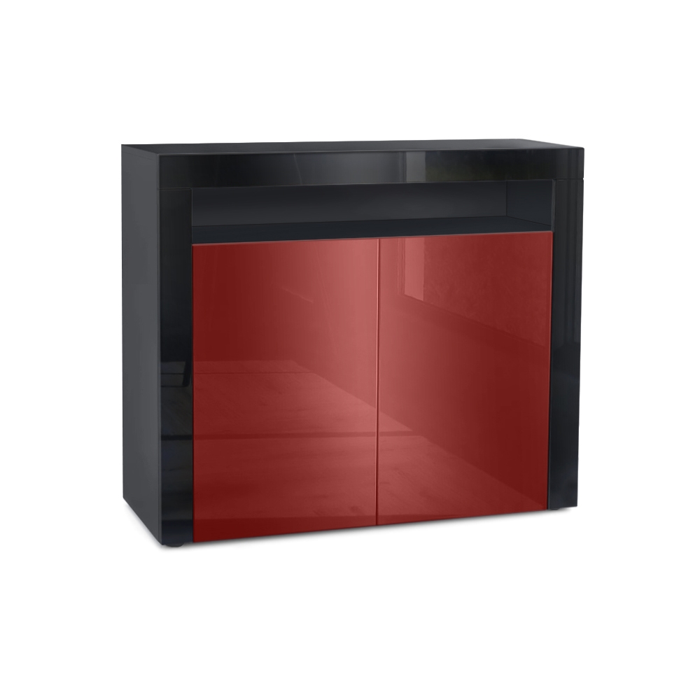 Kommode Sideboard Anrichte Schrank Valencia in Schwarz - Hochglanz und Naturtöne - Bild 14 von 47