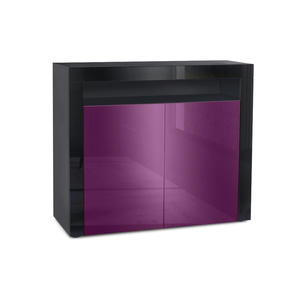 Kommode Sideboard Anrichte Schrank Valencia in Schwarz - Hochglanz und Naturtöne - Bild 18 von 47