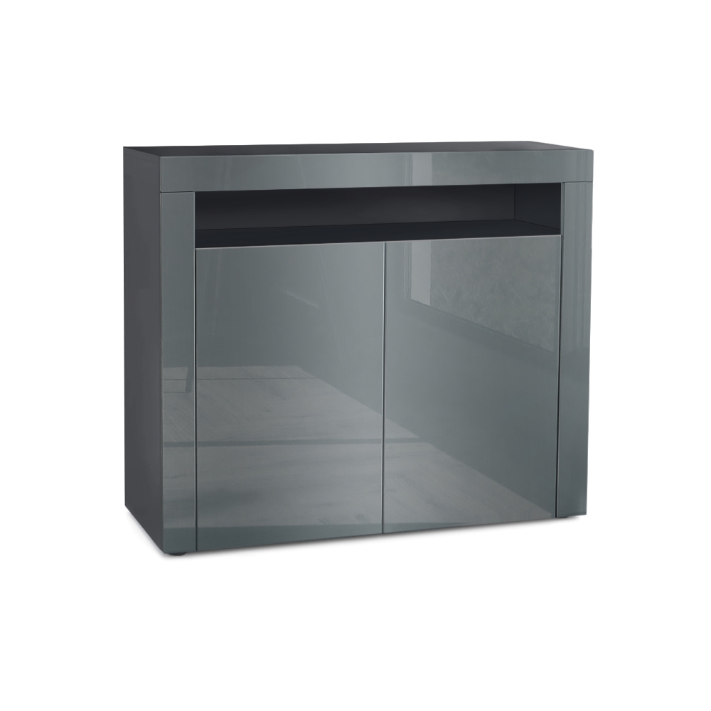 Kommode Sideboard Anrichte Schrank Valencia in Schwarz - Hochglanz und Naturtöne - Bild 34 von 47